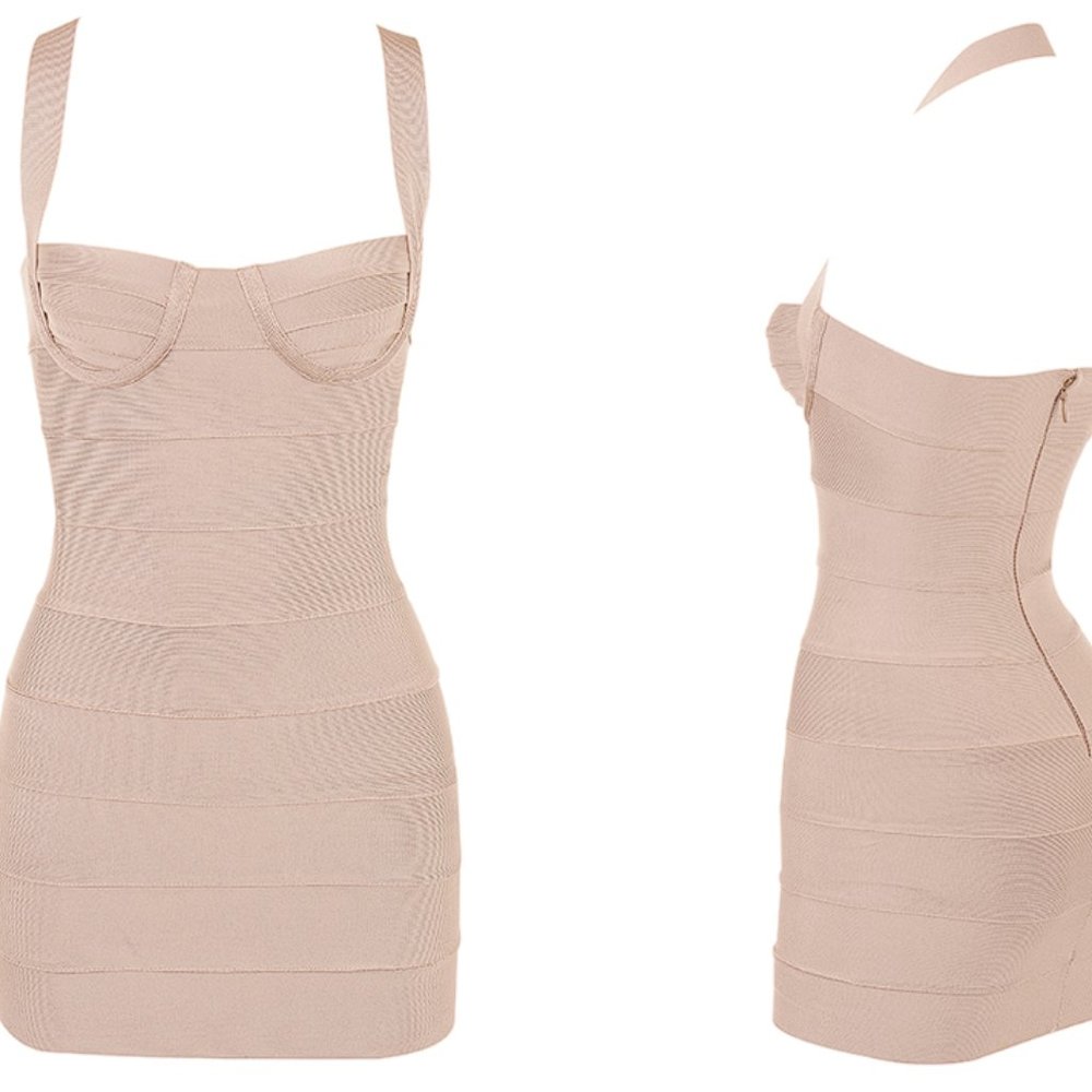 HOUSE OF CB 'Maliha' Latte Bandage Mini Dress NWOT - Picture 8 of 12